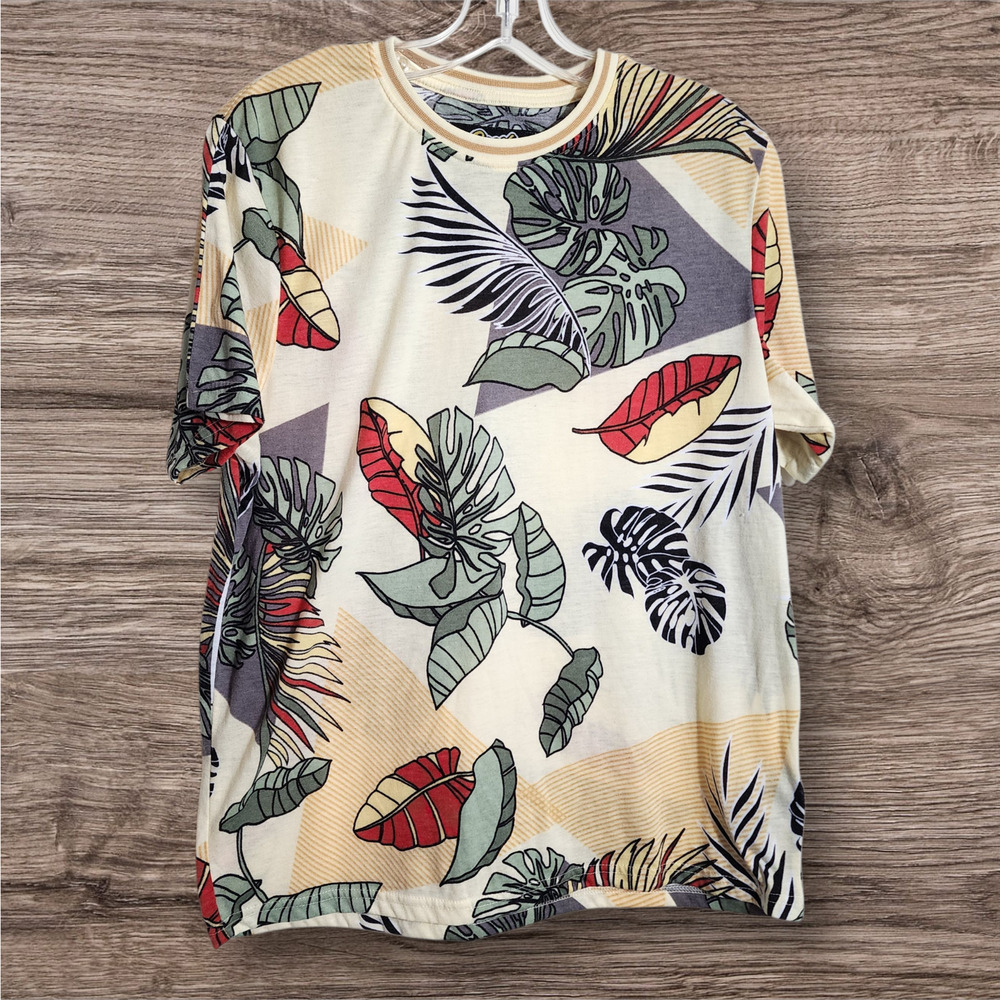 Drill Clothing Good Vibes vintage palm print retro short sleeve shirt men size M